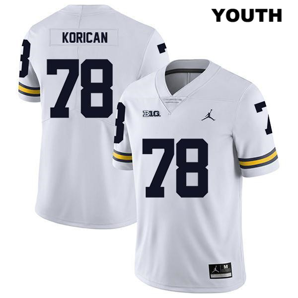 Youth NCAA Michigan Wolverines Griffin Korican #78 White Jordan Brand Authentic Stitched Legend Football College Jersey OH25B10BW